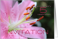 5th Wedding Anniversary Invitation Card - Pink Lily card