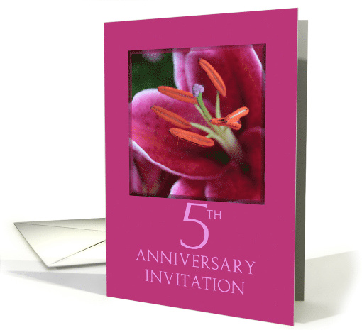 5th Wedding Anniversary Invitation Card - Pink Lily card (774059)