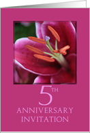 5th Wedding Anniversary Invitation Card - Pink Lily card