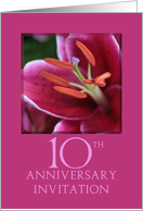 10th Wedding Anniversary Invitation Card - Pink Lily card
