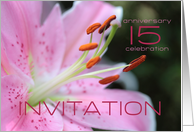 15th Wedding Anniversary Invitation Card - Pink Lily card