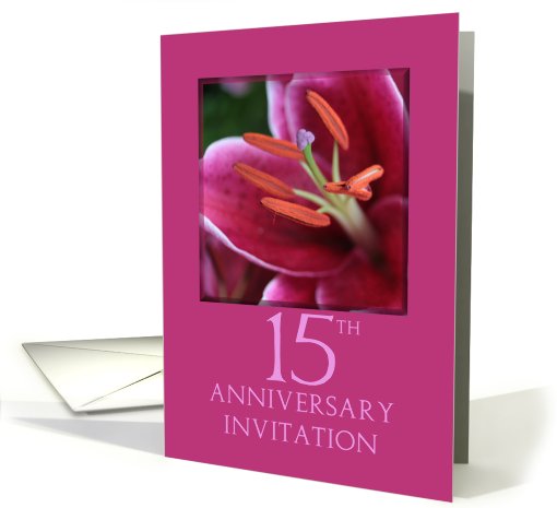 15th Wedding Anniversary Invitation Card - Pink Lily card (774066)