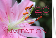 20th Wedding Anniversary Invitation Card - Pink Lily card