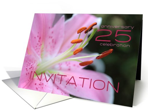 25th Wedding Anniversary Invitation Card - Pink Lily card (774071)