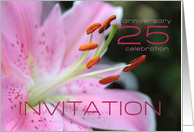 25th Wedding Anniversary Invitation Card - Pink Lily card
