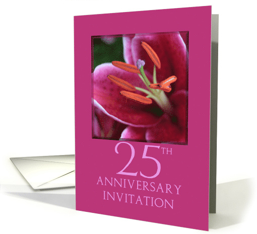 25th Wedding Anniversary Invitation Card - Pink Lily card (774072)