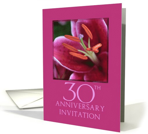 30th Wedding Anniversary Invitation Card - Pink Lily card (774074)