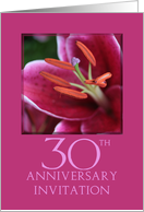 30th Wedding Anniversary Invitation Card - Pink Lily card