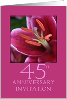 45th Wedding Anniversary Invitation Card - Pink Lily card
