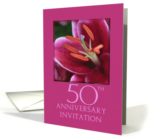 50th Wedding Anniversary Invitation Card - Pink Lily card (774085)