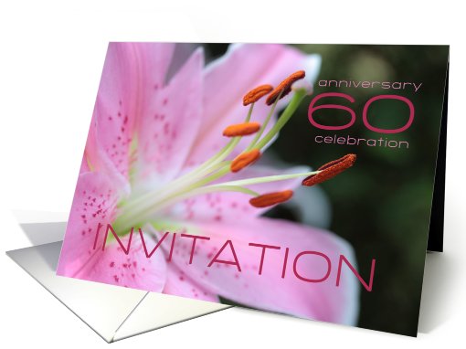 60th Wedding Anniversary Invitation Card - Pink Lily card (774088)