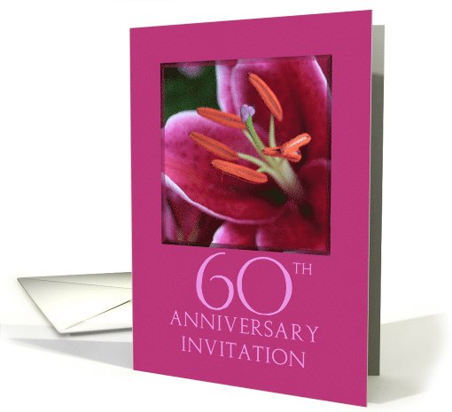 60th Wedding Anniversary Invitation Card - Pink Lily card (774089)