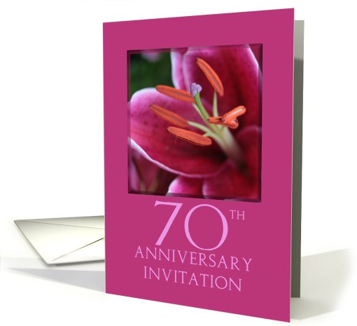 70th Wedding Anniversary Invitation Card - Pink Lily card (774093)