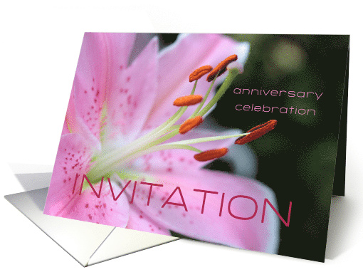 Wedding Anniversary Invitation Card - Pink Lily card (774097)