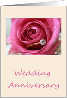 Wedding Anniversary Invitation Card - pink rose and ring card