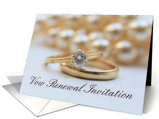Vow Renewal Invitation Card - pearls and rings card (774801)