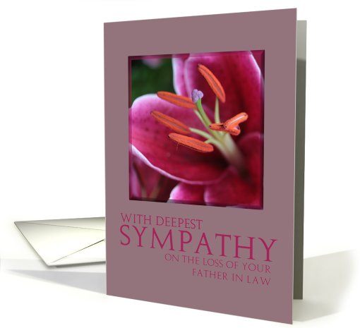 father in law Pink Lily Sympathy card (778274)