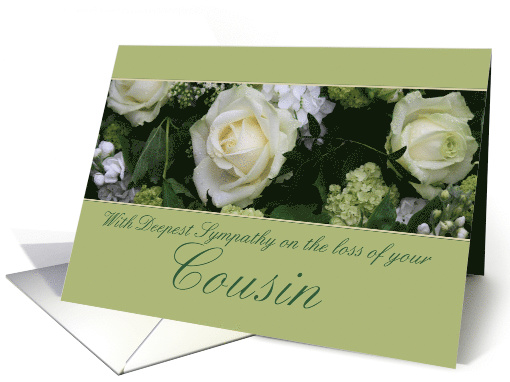 Sympathy on Loss of Cousin White Rose card (778818)