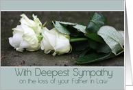 father in law White rose Sympathy card