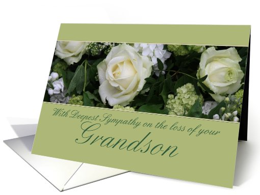 grandson White rose Sympathy card (779830)