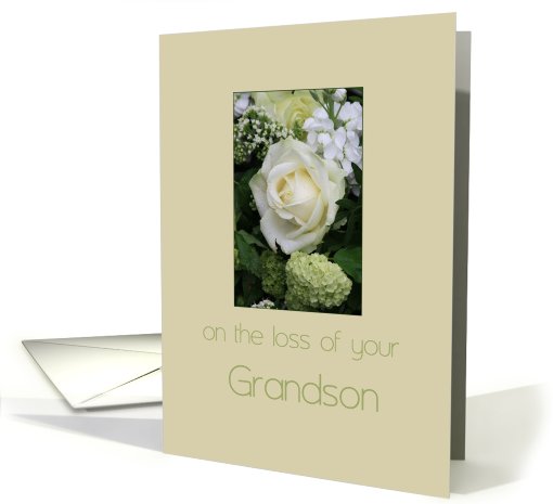 grandson White rose Sympathy card (779833)