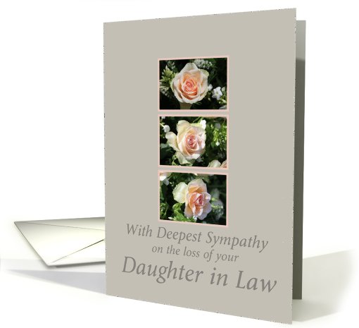 daughter in law three pink roses Sympathy card (779971)