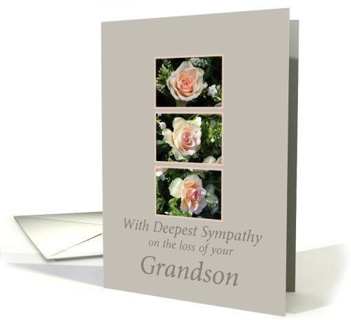 grandson three pink roses Sympathy card (779985)