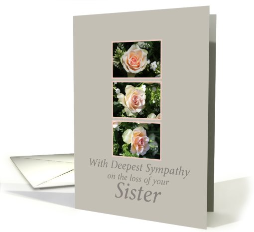 sister three pink roses Sympathy card (780009)