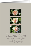 three pink roses thank you for Sympathy card