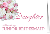 Daughter Be my Junior Bridesmaid Pink and White Bridal Bouquet card