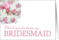 Bridesmaid Thank you - Pink and White roses card