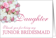 daughter Junior Bridesmaid Thank you - Pink and White roses card