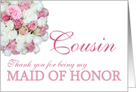 cousin Maid of Honor Thank you - Pink and White roses card