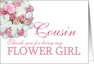 Cousin Flower Girl Thank you - Pink and White roses card