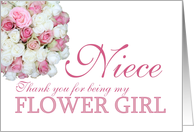 Niece Flower Girl Thank you - Pink and White roses card