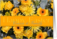 Cousin & Family Yellow Happy Easter Flowers card