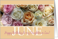 Daughter in Law Happy June Birthday Pastel Roses Birth Month Flower card