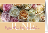 Great Grandma Happy June Birthday Pastel Roses June Birth Month Flower card