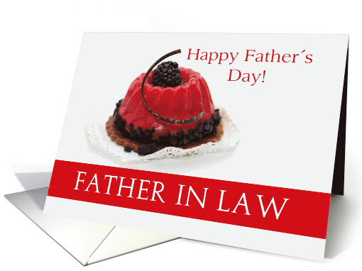 Father in Law Father's Day Red Fruitcake with Chocolate card (800158)