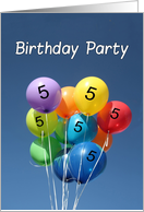 5th Birthday Party Invitation Colored Balloons card
