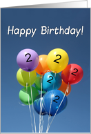 2nd Birthday Colored Balloons in Blue Sky card