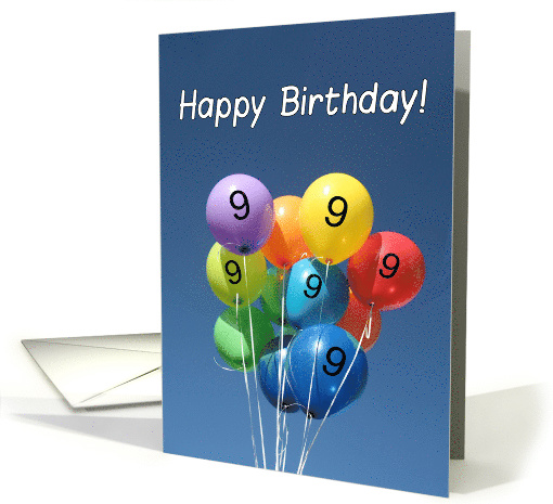 9th Birthday Colored Balloons in Blue Sky card (803454)