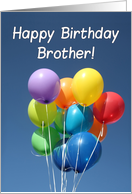 Birthday for Brother Colored Balloons in Blue Sky card