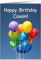 Birthday for Cousin Colored Balloons in Blue Sky card