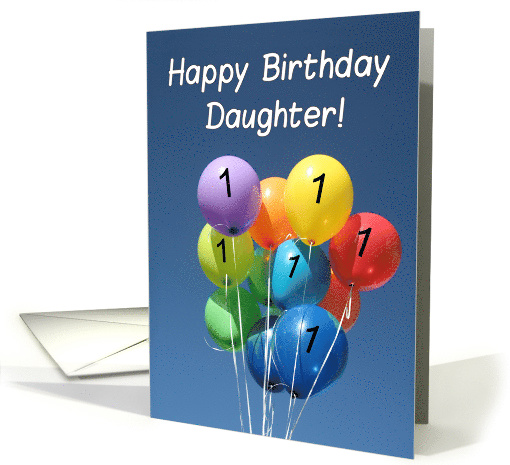 1st Birthday for Daughter Colored Balloons in Blue Sky card (804193)