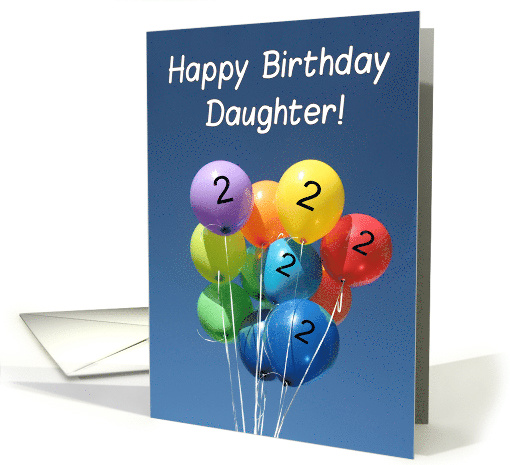 2nd Birthday for Daughter Colored Balloons in Blue Sky card (804196)