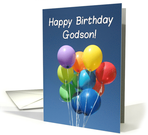 Birthday for Godson Colored Balloons in Blue Sky card (804426)