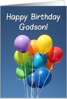 Birthday for Godson Colored Balloons in Blue Sky card