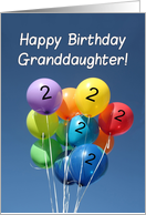 2nd Birthday for Granddaughter Colored Balloons in Blue Sky card