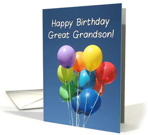 Birthday for Great Grandson, Colored Balloons in Blue Sky card